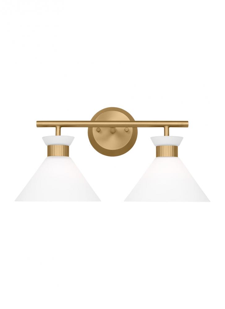 Belcarra Modern 2-Light Bath Vanity Wall Sconce in Satin Brass Gold