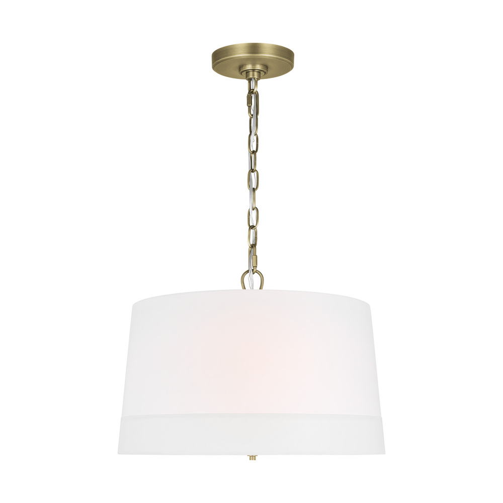 Ivy traditional dimmable indoor 1-light wide pendant in a time worn brass finish with an etched whit