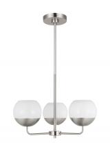 Visual Comfort & Co. Studio Collection 3168103-962 - Alvin modern 3-light indoor dimmable chandelier in brushed nickel silver finish with white milk glas
