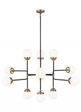 Visual Comfort & Co. Studio Collection 3187912EN-848 - Cafe mid-century modern 12-light LED indoor dimmable ceiling chandelier pendant light in satin brass
