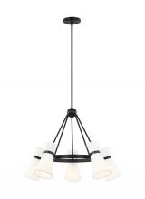 Visual Comfort & Co. Studio Collection 3190505-112 - Clark modern 5-light indoor dimmable ceiling chandelier pendant light in midnight black finish with