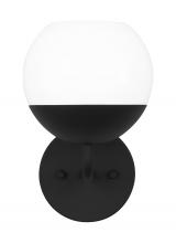 Visual Comfort & Co. Studio Collection 4168101-112 - Alvin modern 1-light indoor dimmable bath vanity wall sconce in midnight black finish with white mil