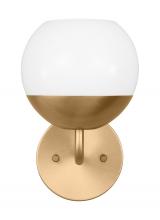 Visual Comfort & Co. Studio Collection 4168101-848 - Alvin modern 1-light indoor dimmable bath vanity wall sconce in satin brass gold finish with white m