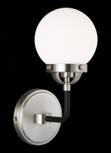 Visual Comfort & Co. Studio Collection 4187901EN-962 - Cafe mid-century modern 1-light LED indoor dimmable bath vanity wall sconce in brushed nickel silver
