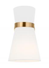 Visual Comfort & Co. Studio Collection 4190501-848 - Clark modern 1-light indoor dimmable bath vanity wall sconce in satin brass gold finish with white l