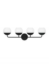 Visual Comfort & Co. Studio Collection 4468104-112 - Alvin modern 4-light indoor dimmable bath vanity wall sconce in midnight black finish with white mil