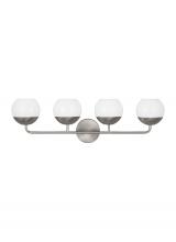 Visual Comfort & Co. Studio Collection 4468104-962 - Alvin modern 4-light indoor dimmable bath vanity wall sconce in brushed nickel silver finish with wh