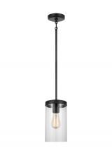 Visual Comfort & Co. Studio Collection 6590301-112 - Zire dimmable indoor 1-light pendant in a midnight black finish with clear glass shade