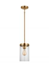 Visual Comfort & Co. Studio Collection 6590301-848 - Zire dimmable indoor 1-light pendant in a satin brass finish with clear glass shade