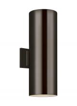 Visual Comfort & Co. Studio Collection 8313902EN3-10 - Outdoor Cylinders transitional 2-light LED outdoor exterior large wall lantern sconce in bronze fini