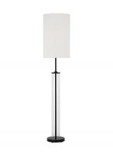 Generation Lighting - Designer Collection ET1481AI1 - Leigh transitional 1-light LED medium floor lamp in aged iron grey finish with white linen