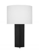 Generation Lighting - Designer Collection ET1491AI1 - Bennett casual 1-light LED medium table lamp in aged iron grey finish with white linen fab