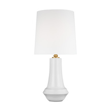 Generation Lighting - Designer Collection TT1231NWH1 - Jenna contemporary 1-light LED medium table lamp in new white finish with white linen fabr