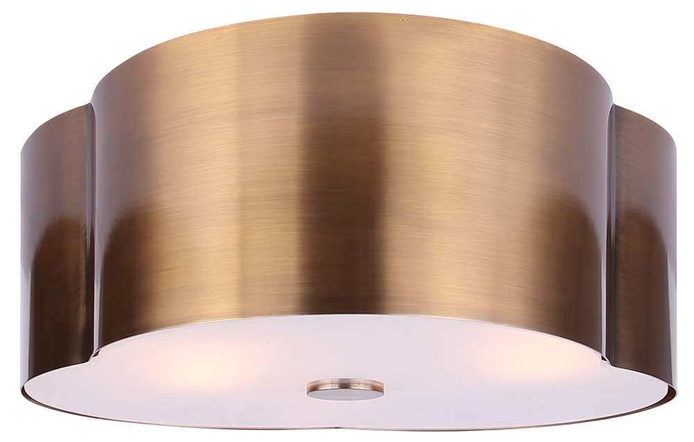 ETTA Contemporary 3 Light Flush Mount, Gold Finish with Frosted Glass Panel
