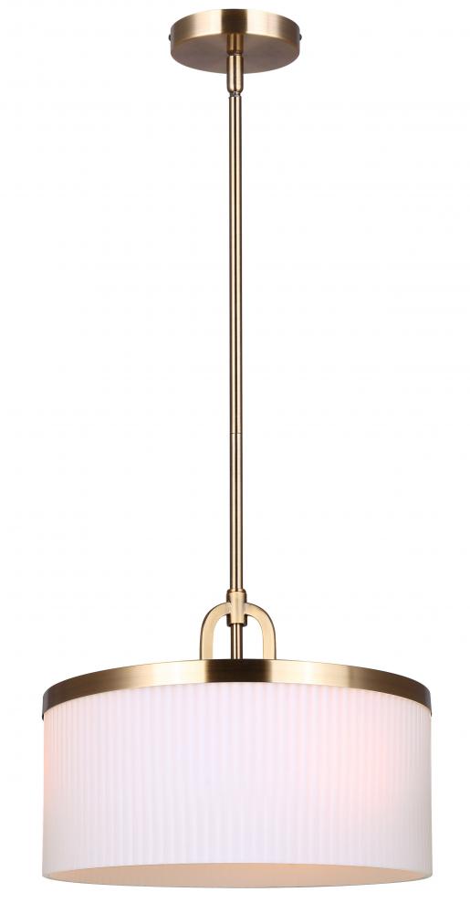 KINSLEA 60-Watt 3 Light Gold Mid Century Modern Pendant with White Glass Shade