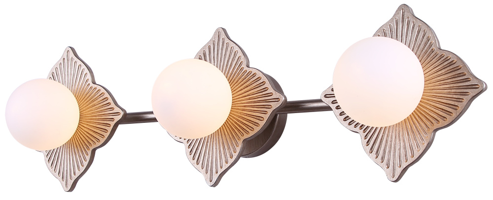 GIANNA, 3 Lt Wall Fixture/Vanity with Brushed Gold Finish and Flat Opal Glass Shades, 28.5 Inch