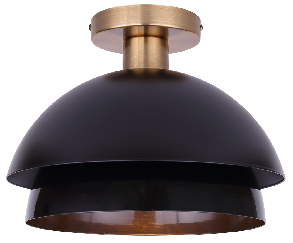 ANYA 1LT Semi Flush Mount Ceiling Fixture with Gold and Black Finishes