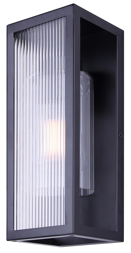 HARDY Matte Black 1 Lt Outdoor Light with Cleara and Ribbed Glass Panels