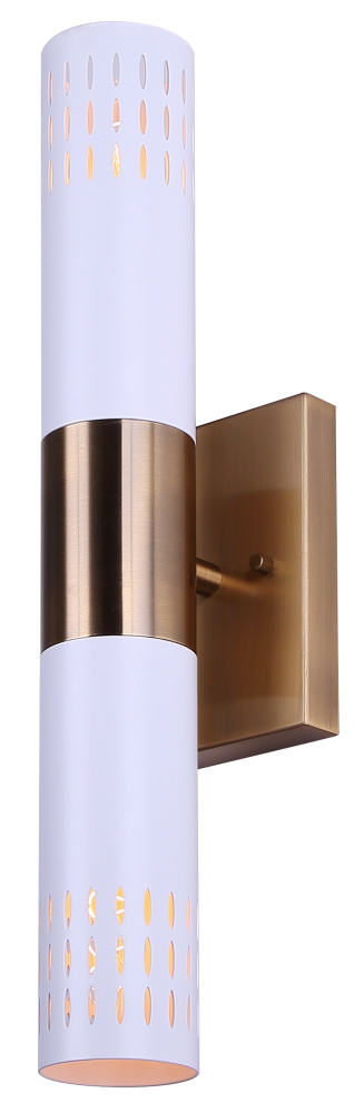 GRACIE 2 Light Modern Wall Light Gold and Matte White Finish