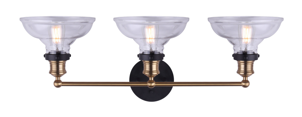 LORA, Spec. W776A03BKG -G-, MBK + GD Color, 3 Lt Vanity, Clear Glass