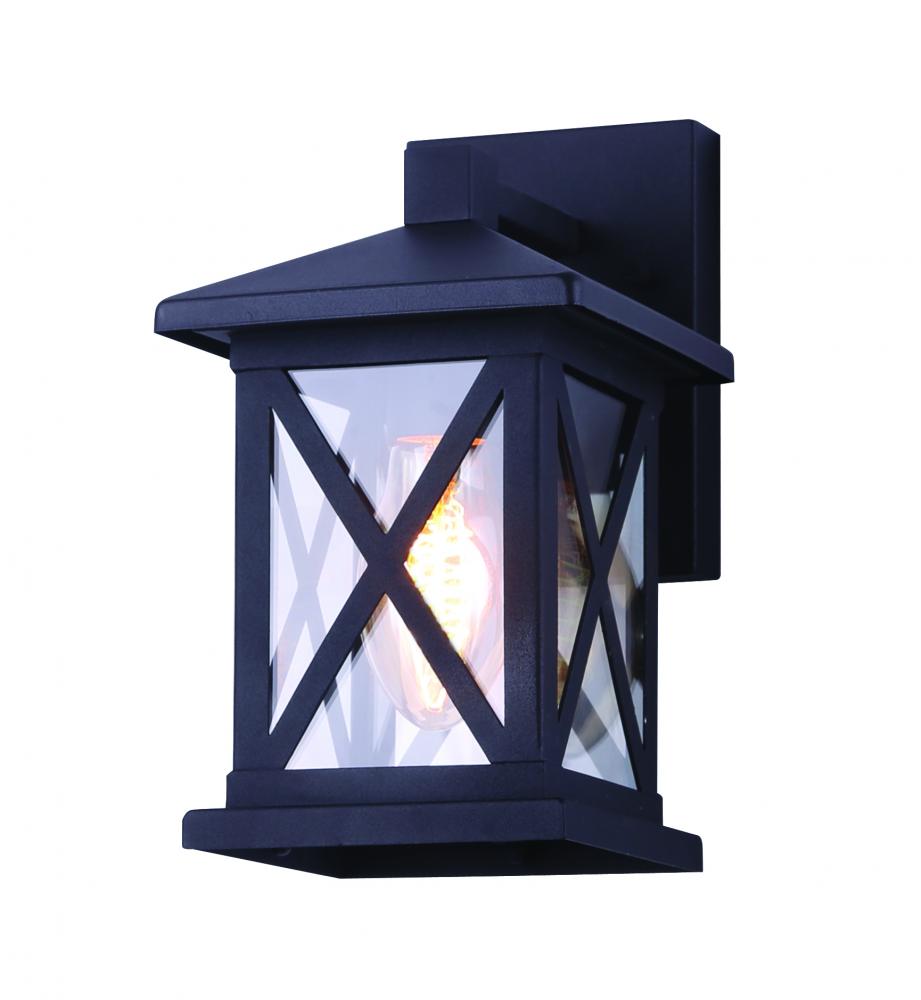 Elm 1 Light Outdoor Lantern, Black Finish