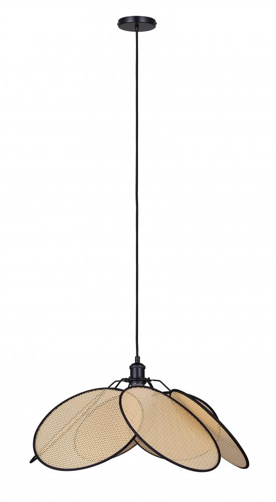 MBK+Plastic Rattan Color, 1 Lt Cord Pendant, 60W Type G40, 23.6in W x 12.75 - 61in H x 23.6inch D