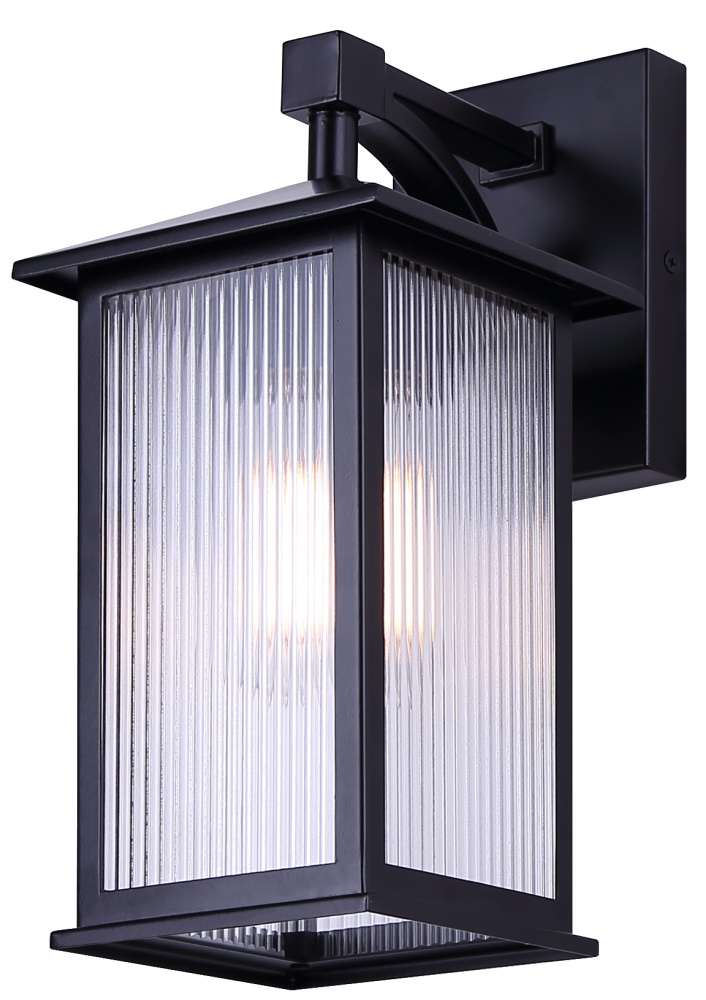 FERNIE 1 Lt Outdoor Down Light, Matte Black Finish with Clear Ribbed Glass Panels