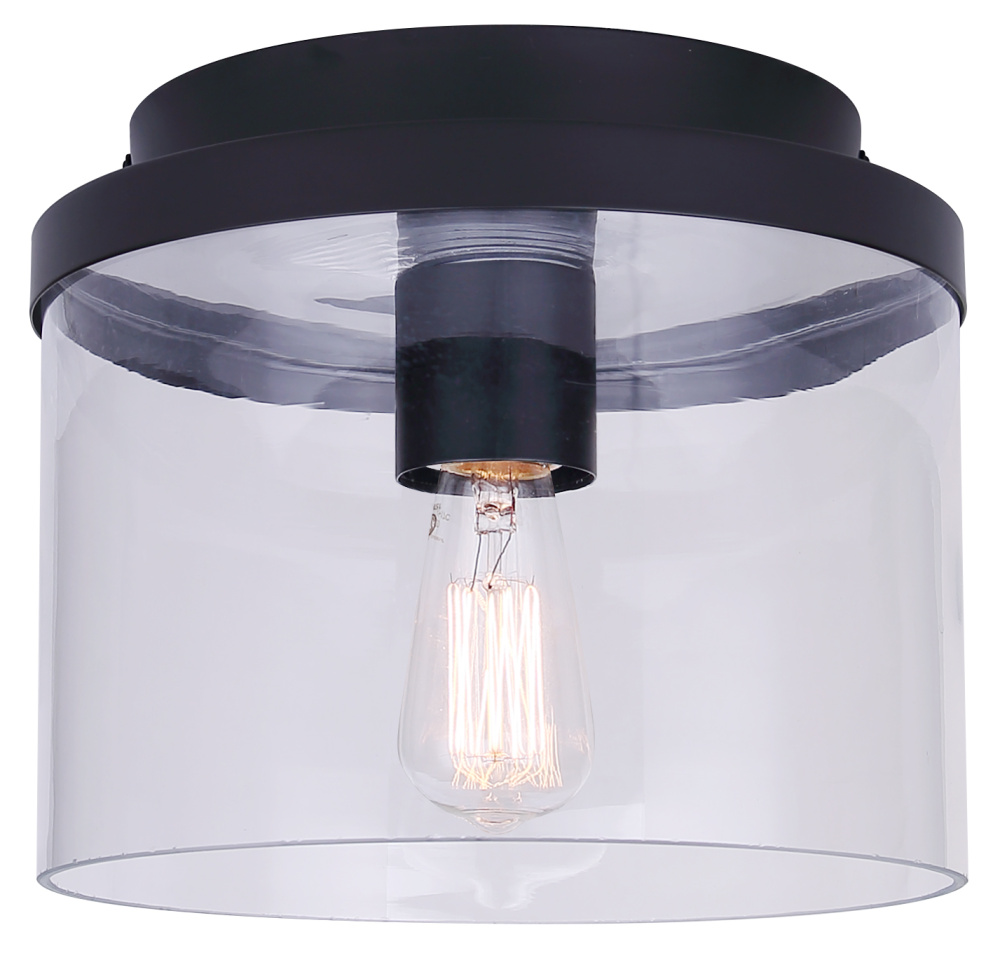 Britton 1 Light 9-Inch Flush Mount Ceiling Light, Matte Black Finish with Clear Glass