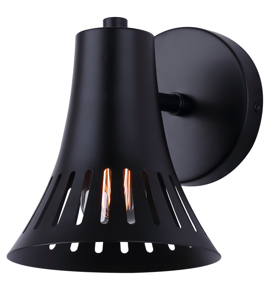 PERCY 1LT Matte Black Wall Light with Modern Metal Shade