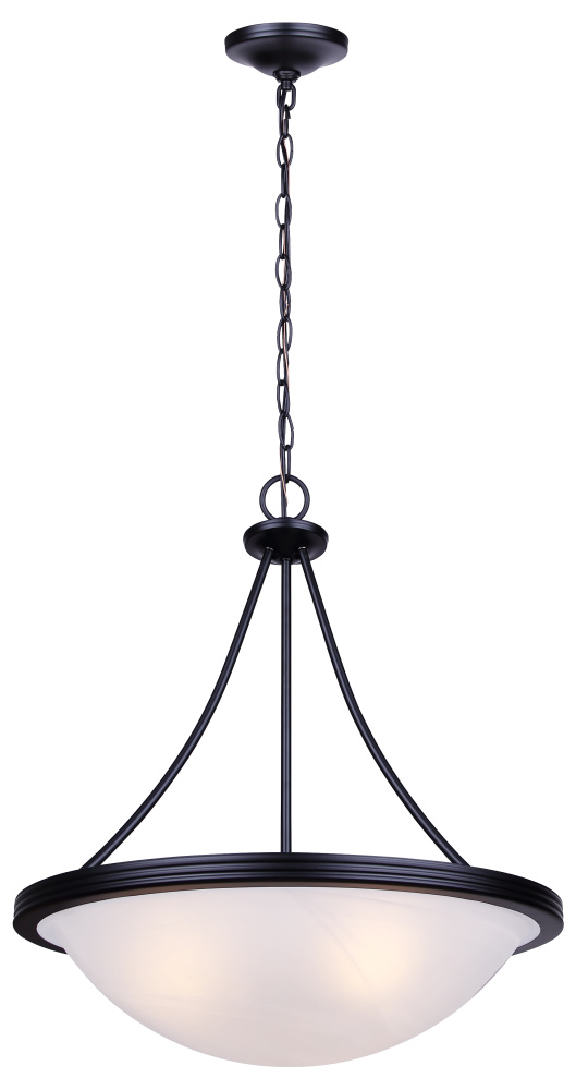 Devon 3-Light Chain Chandelier, 18-Inch Matte Black Finish with Alabaster Shade