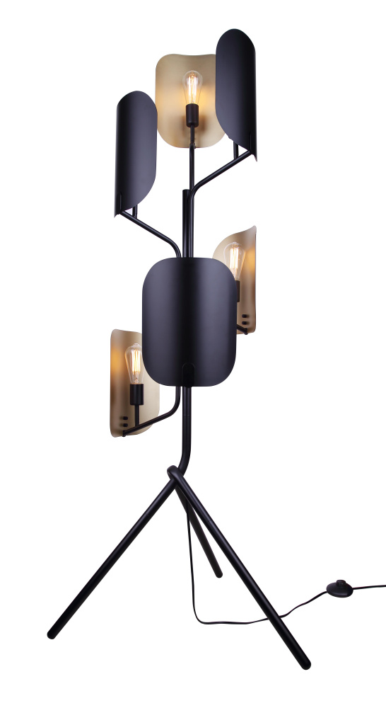 Zyric 6-Light Floor Lamp in Black and Gold