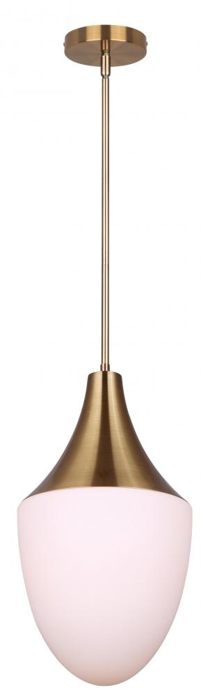 Evlin 60-Watt 1 Light Gold Contemporary Pendant with Flat Opal Glass Shade