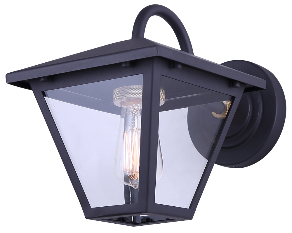 IRA, 1-Light Wall Lantern, Black and Gold Finish with Clear Glass Shade