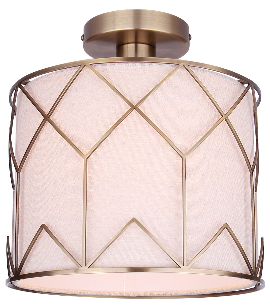 Tulia 1LT Gold Semi-Flush Ceiling Light  with Neutral Fabric Shade