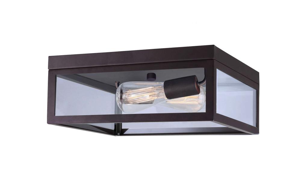 RAE, Spec. IFM257B13ORB-HD, 2 Lt Flushmount, Clear Glass, 60W Type A, 13 IN x 5 .5 IN x 13 IN