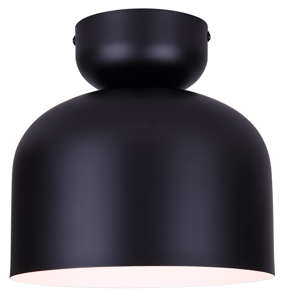 Caleb 1-Light Flush Mounted Ceiling Light, Modern Matte Black Finish
