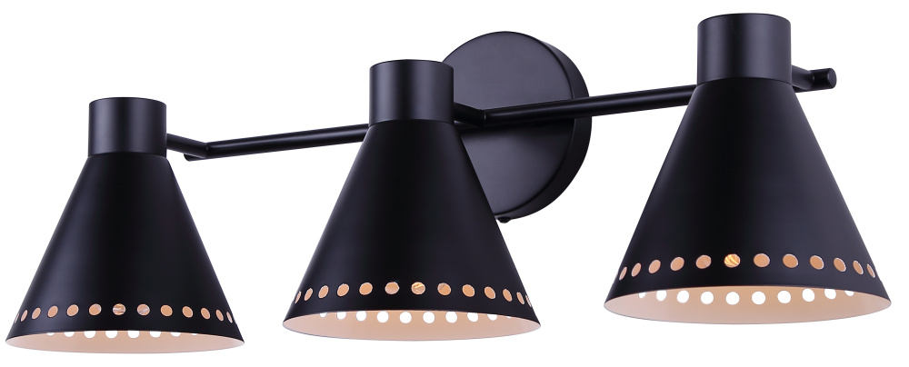 ALBIE Matte Black Modern 3 Light Vanity Fixture