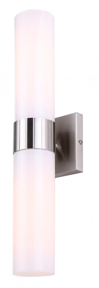 MAXINE 4.5 in. 2 Light Brushed Nickel Wall Light with Opal Glass Shade