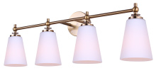 Canarm IVL2249B04GD - Solara 4-Light Wall Vanity Fixture, 30-Inch Gold Finish with Flat Opal Glass