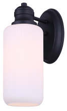 Canarm IOL763BK - VEGA 1 Light Outdoor Wall Light, Durable Black Finishw with Ribbed Opal Glass