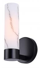 Canarm IVL1153A01BK - KRISTELLA 5.125 in. 1 Light Black Sconce with Marbled Glass Shade