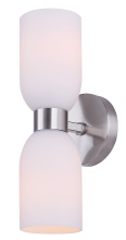Canarm IWF1251A02BN - Darius 2-Light Wall Fixture, Brushed Nickel Finish with Flat Opal Glass, Easy Connect Included