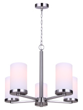 Canarm ICH1234A05BN-FO - Britton 5-Light Modern Chandelier, Brushed Nickel Finish with Opal Glass Shades