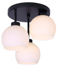 Canarm ISF2257B03BK - NELLA 3 Light Semi-Flush Mounted Ceiling Light, Matte Black Finish with Ribbed Opal Glass