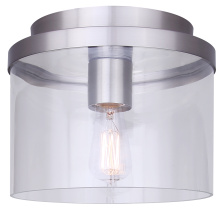 Canarm IFM1234A09BN - Britton 1 Light 9-Inch Flush Mount Ceiling Light, Brushed Nickel Finish with Clear Glass