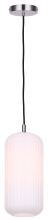 Canarm IPL1250A01BN-OR - Malek 1-Light Corded Pendant, Brushed Nickel with Opal Ribbed Glass
