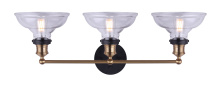 Canarm W776A03BKG - LORA, Spec. W776A03BKG -G-, MBK + GD Color, 3 Lt Vanity, Clear Glass