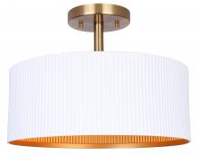 Canarm ISF1119A02WHG - REXTON 13 in. 2Lt 60W Contemporary Matte White Semi-Flush Mount w/ Matte White with Gold Metal Shade