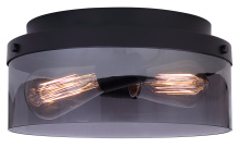 Canarm IFM2288B12BK - Nina 2 Light Flush Mount Ceiling Light, Black Finish with Smoked Glass, Easy Connect Included