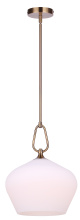 Canarm IPL2258B01GD - GIA 1 Lt Rod Pendant, Gold Finish with Opal Glass, 60W Type A